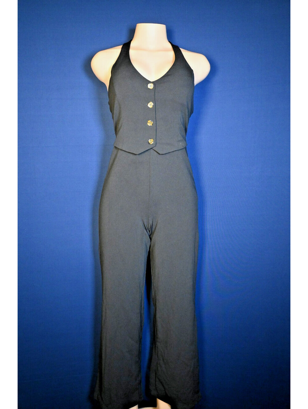 derek Heart Black Halter Neck Vest Jumpsuit Size M